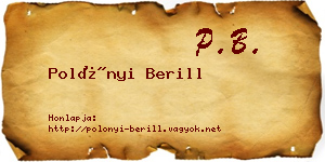 Polónyi Berill névjegykártya